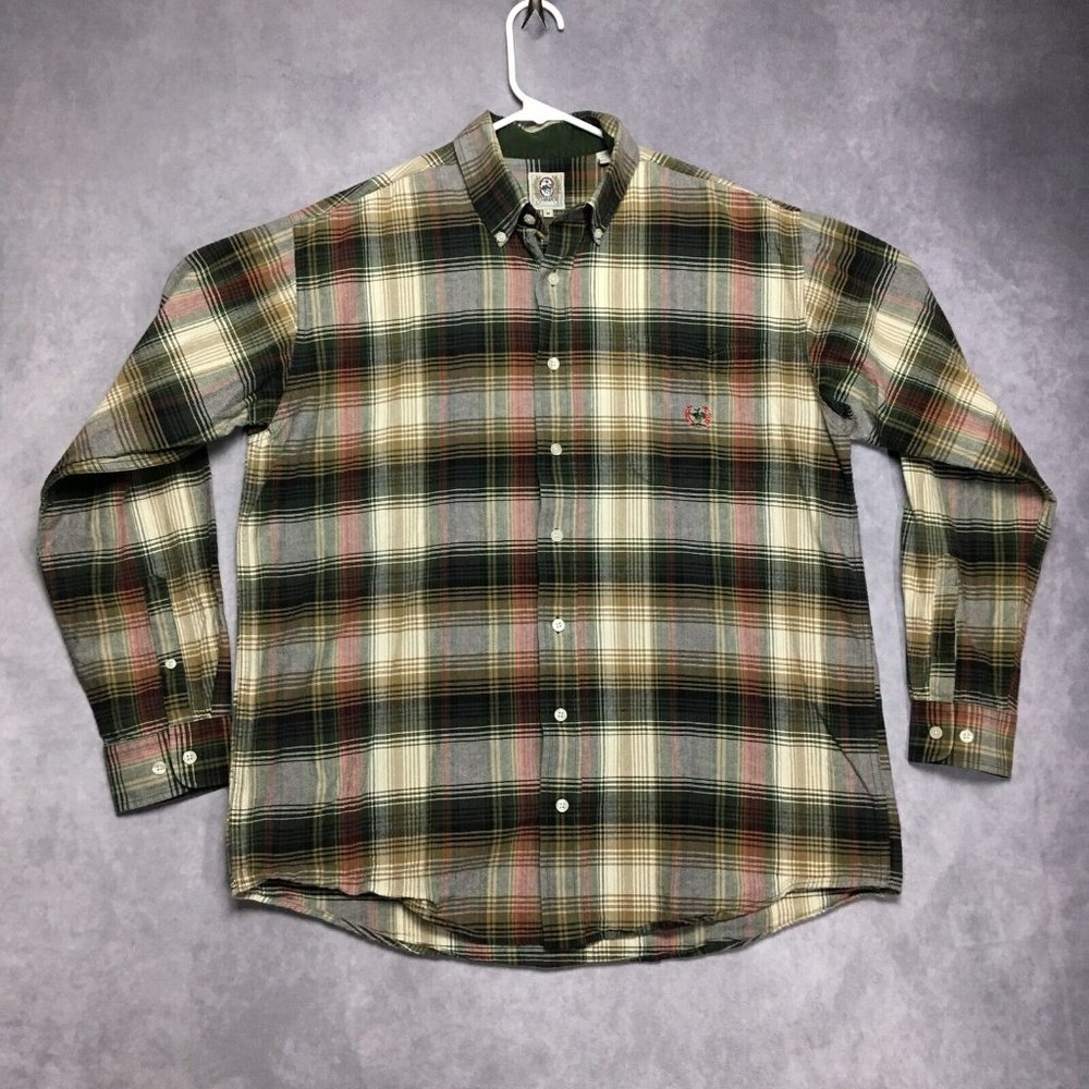 Cinch Mens Flannel‎ Shirt size Medium Long Sleeve Button Up Pocket Cotton Plaid